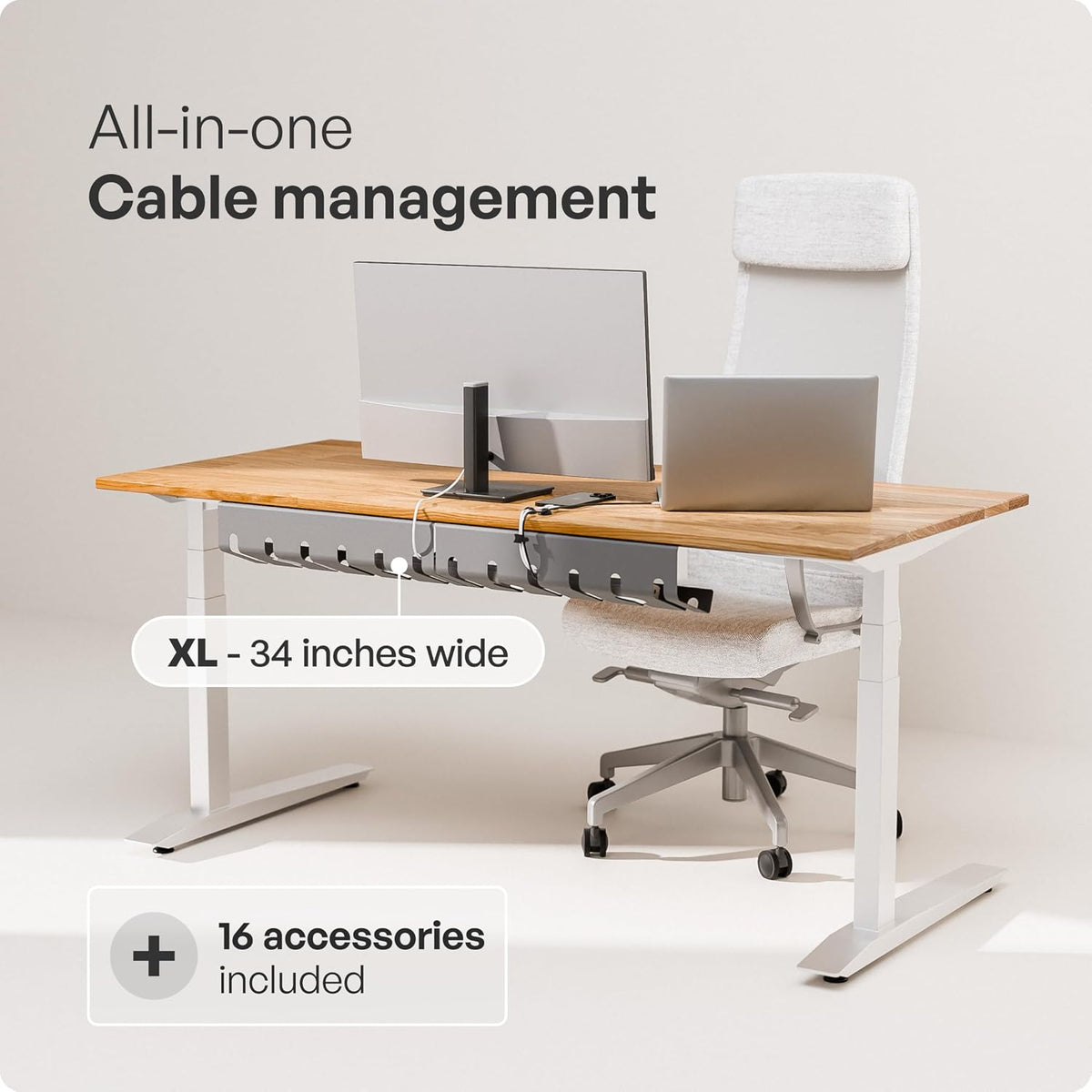 PAMO Cable Management Under Desk, Set of 2 - Grey/Silver - Image 2