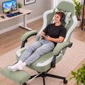 Office Desk Computer Gaming Chair for Adults, Ergonomic High Back Gamer Chair with Massage and Pocket Spring Cushion, Swivel Comfy Video Game Chairs with Footrest and Lumbar Support (Green White) by Wismestr