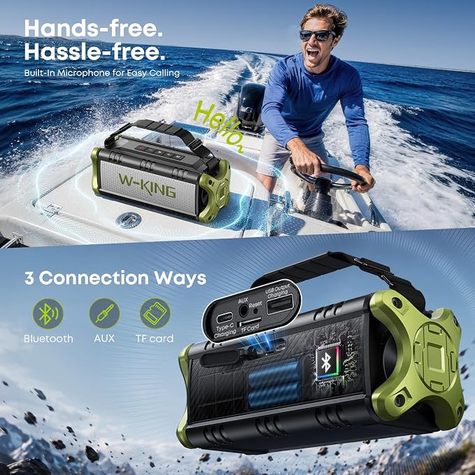 Portable Speakers Bluetooth Wireless, 90W Max Loud Outdoor Speaker with Deep Bass, IPX6 Waterproof, Floatable, Custom EQ, 40H, Dual Pairing, Subwoofer *2, TF, Large Speaker for Beach/Garage/Jobsite - Image 8