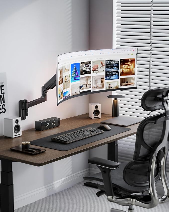 Single Wall Mount Monitor Arm for 17-49" Ultrawide Screens | Heavy Duty Wall Mount Stand Holds up to 44 LBS - Image 8