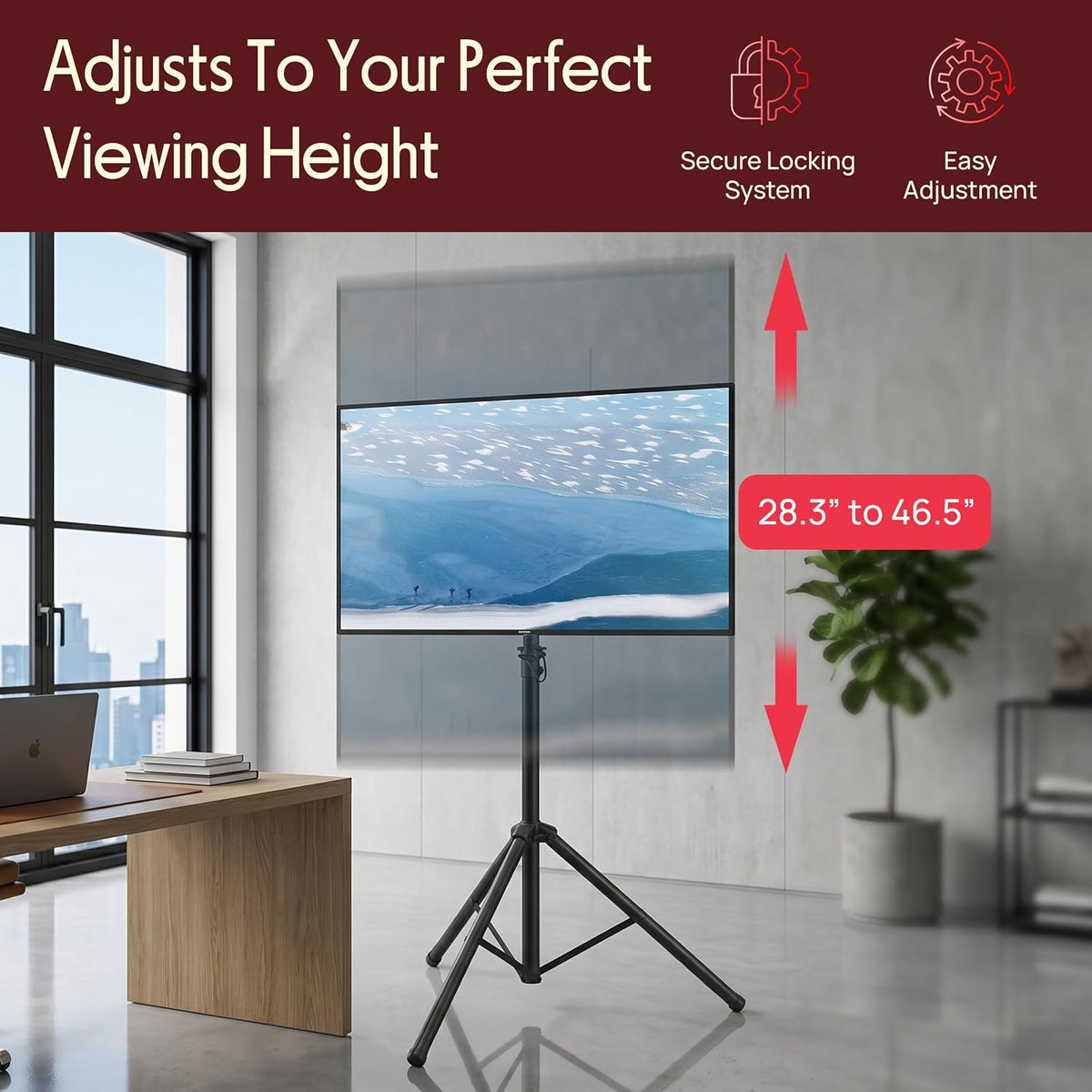 Pyle Portable Tripod TV Stand with Mount (32–60" Flat Screens, Steel) - Image 2