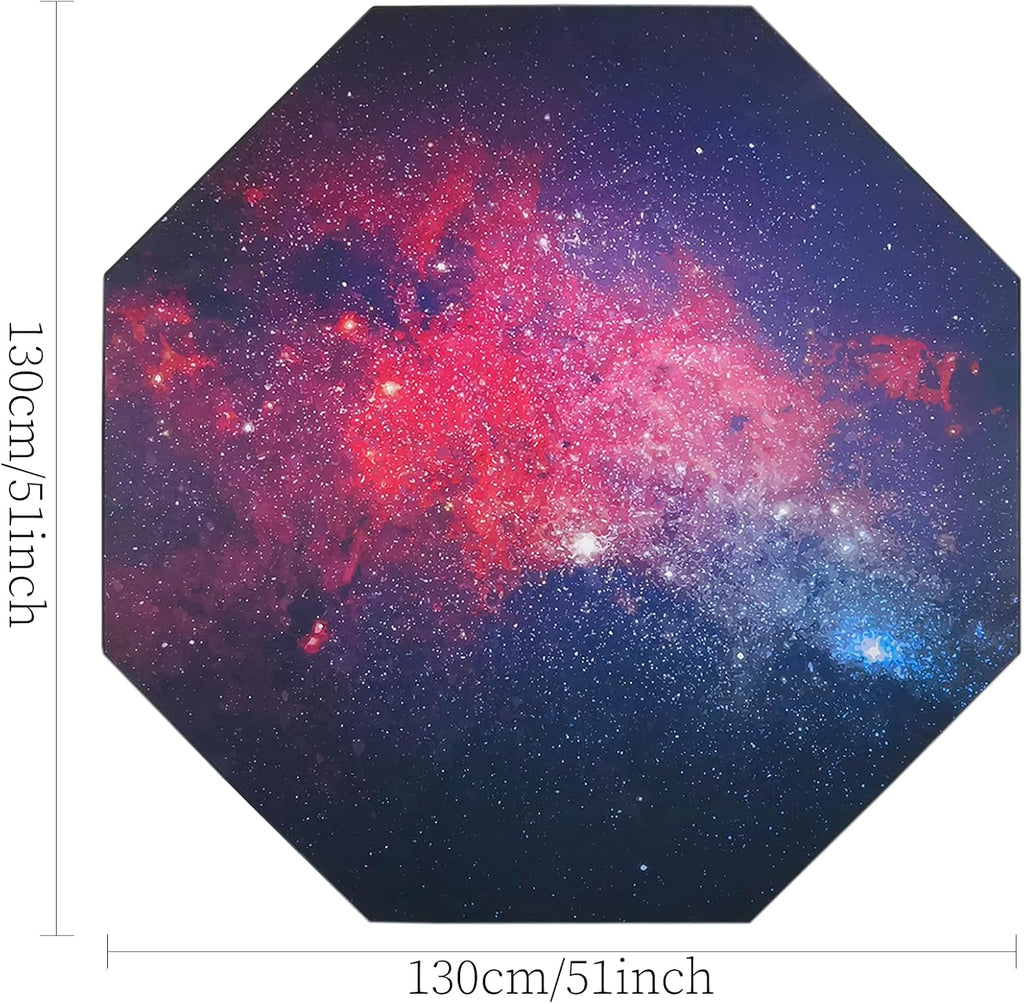 USTIDE Large Gaming Chair Mat Soft Non-Slip Low-Pile Outer Space Rug Washable Starry Sky Floor Mat for Bedroom Living Room Noise Reducing Carpet for Kids Teen Adults 51"x51" - Image 2