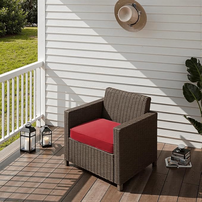 PatioGlow Outdoor Chair Cushions 24 x 24 x 4 Inch, Waterproof & Fade Resistant Patio Seat Cushion for Furniture with Handle and Ties, Thick Seating Pads for Outside Sofa Couch Set of 2, Red - Image 5
