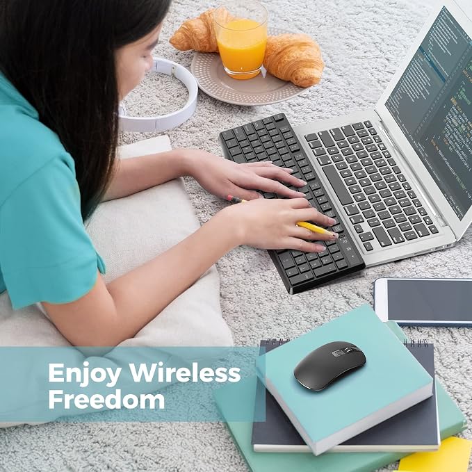 2.4G Wireless Keyboard Mouse Combo, Full-Sized for Computer- Black | Ergonomic, Low profile Keys, 3 DPI Adjustable, 2.4G Quiet Click Keyboaed Set for Laptop/Windows/Mac Lovaky - Image 7