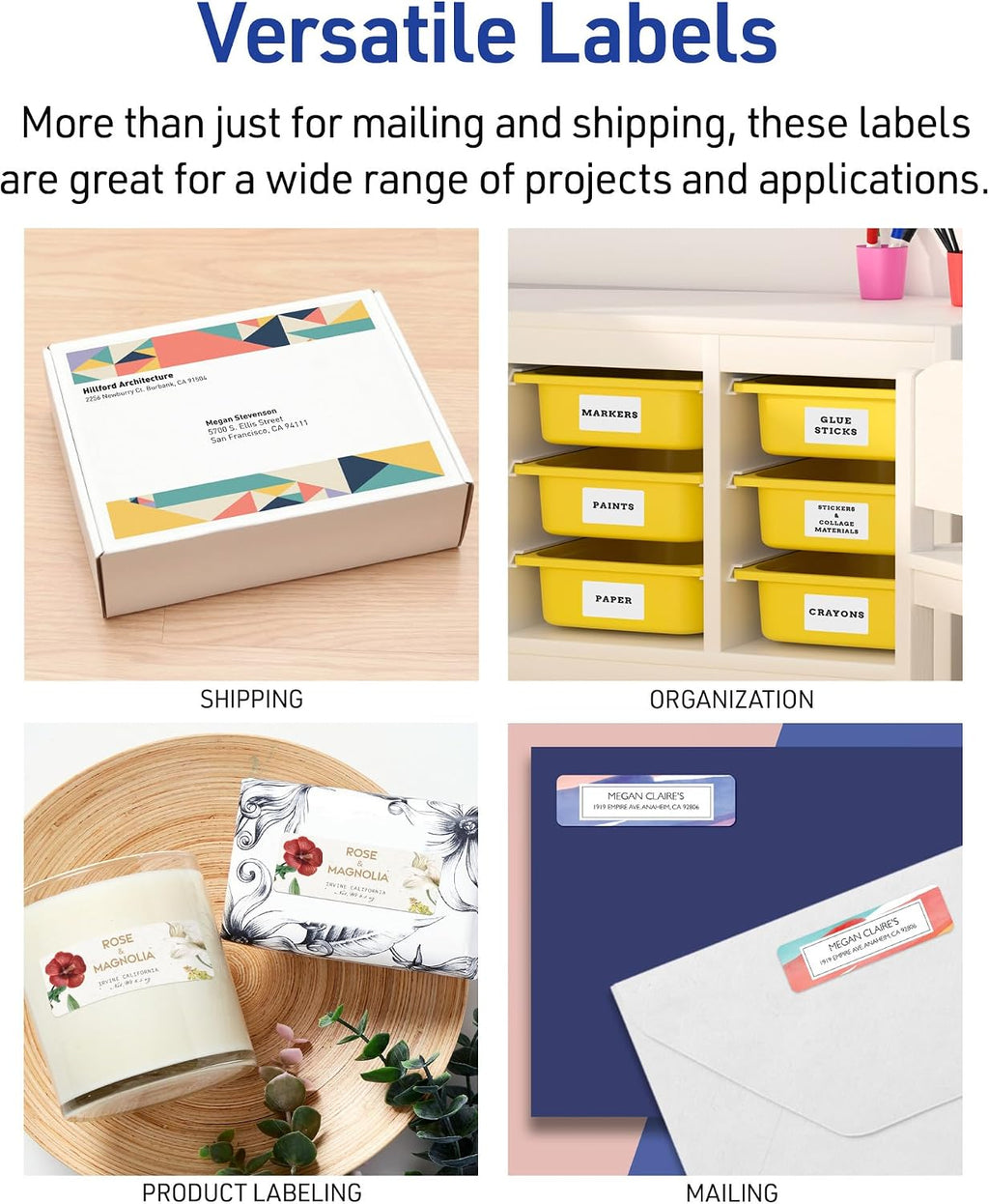 Avery® Printable Shipping Labels, Sure Feed® Technology, Customizable Stickers, White, 1,000 Blank Mailing Labels, Great for Mailing, Shipping, and More (5163), 2" x 4" (Pack of 5) - Image 4