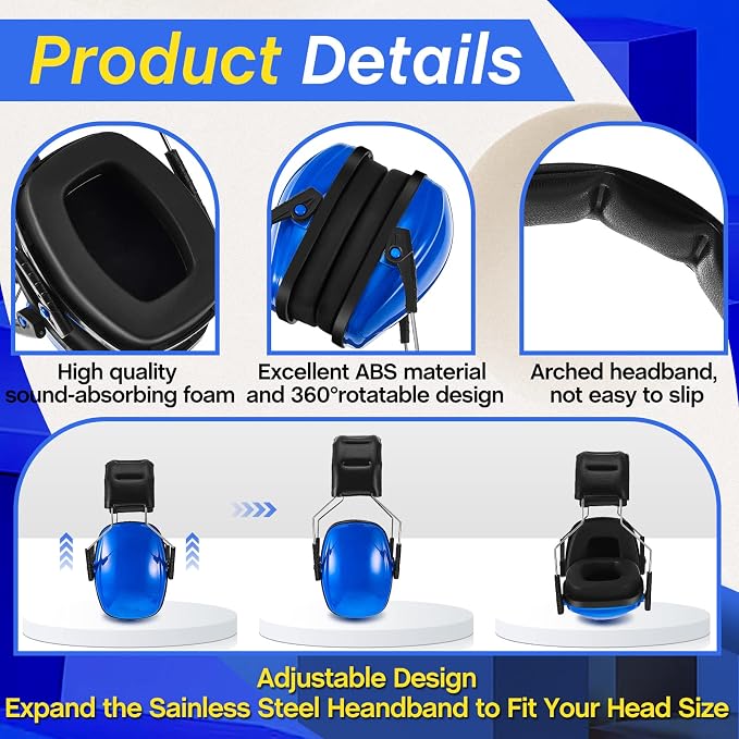 6 Pcs Noise Cancelling Headphones Kids Adult Ear Muffs Bulk, Ear Protection 27db Noise Reduction Hearing Earmuff - Image 3
