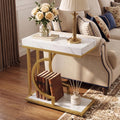 Tribesigns C Shaped Modern End Table for Coach with Metal Frame by Tribesigns