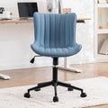 YOUNIKE Office Desk Chair with Wheels Armless Vanity Chair Modern Blue | Faux Leather Upholstered with Rocking Back, Swivel Height Adjustable Small Cute Computer Rolling Task Chair Ergonomic 300lb by YOUNIKE