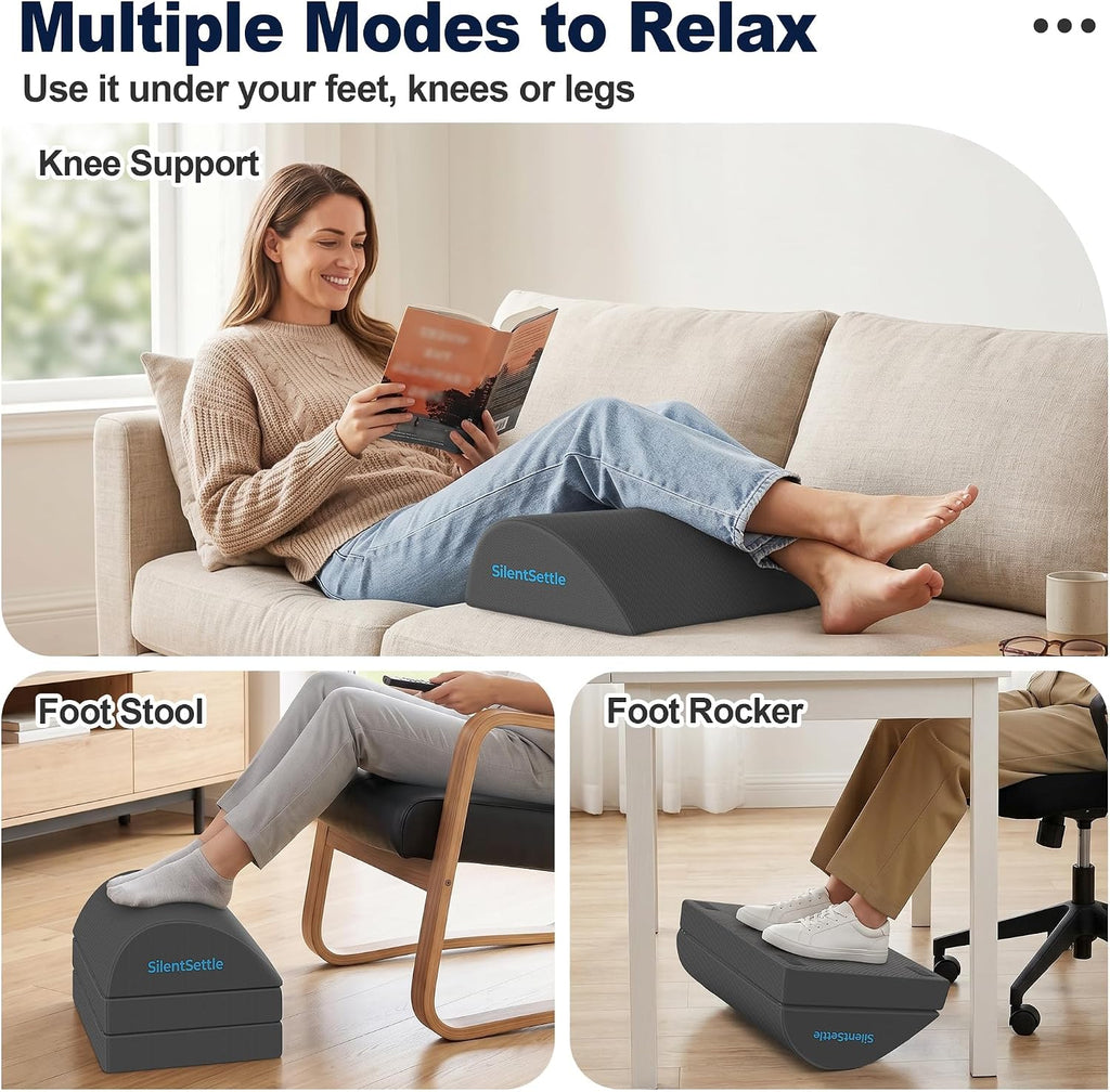 Foot Rest Under Desk, 3 Adjustable Heights Foot Stool, Gray - Image 3