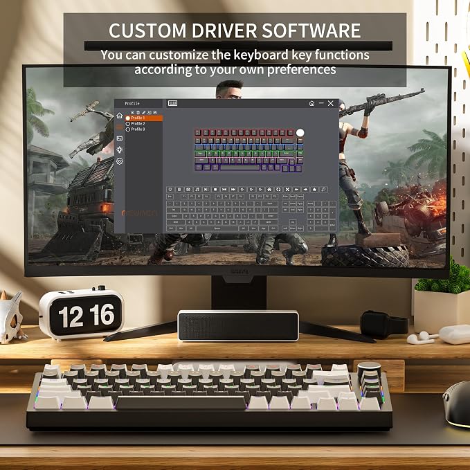 Newmen GM326 Mechanical Keyboard,75% Percent Gaming Keyboard,Wired Keyboard | Mechanical Keyboard,75% Percent Gaming Keyboard,Wired,Backlit,Hot Swappable,Compact,White/Black,PC Keyboards,Knob,Red Switch - Image 7