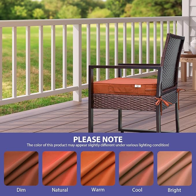 IPYNBAP Outdoor Chair Cushions Set of 4 -Waterproof Outdoor Seat Cushions for Patio Furniture, Patio Chair Cushion with Handle and Ties, Out Door Chair Pads,19x19x3-Square, Spice - Image 7