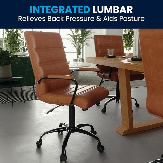 Flash Furniture Mid-Back LeatherSoft Executive Office Chair, Brown/Black | 360° Swivel, Height Adjustable, Commercial Grade - Image 9
