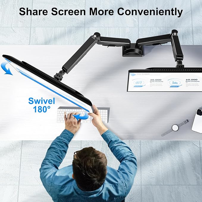 Dual Monitor Mount for Screens up to 43", Heavy Duty Monitor Arm | Ultrawide Desk Mount Holds 2.2-33lbs Each, Premium Gas Spring Adjustable Computer Monitor Arm for 2 Monitors, VESA Mount - Image 6