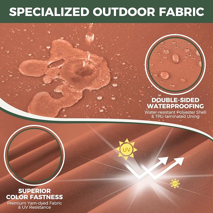 Outdoor Cushions for Patio Furniture, Outdoor Seat Cushion Set 24 x 24 x 4 Inch, Waterproof & Fade Resistant Outdoor Chair Cushions, Deep Patio Chair Cushion with Removable Cover, Spice - Image 2