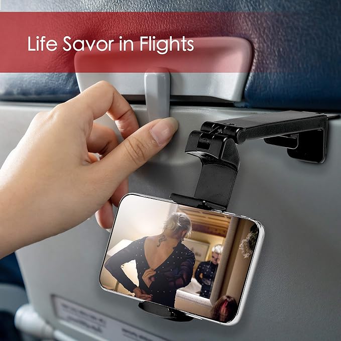 Airplane Cell Phone Stand Flight Mount Foldable Portable Phone Holder Desk Bed Compatible with iPhone 15 Pro Max Airplane Travel Essentials Gadgets Accessories Flying Office Women Men - Image 5