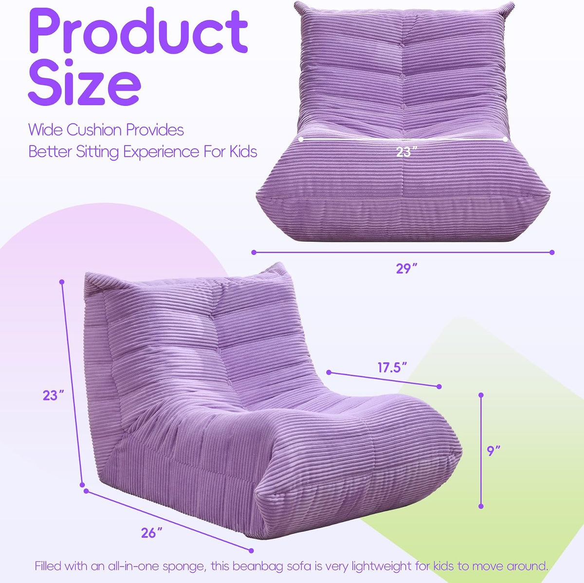 Hobestluk Medium Bean Bag Chairs Lounge Floor Chair BeanBag Couch Togo Sofa - Image 2