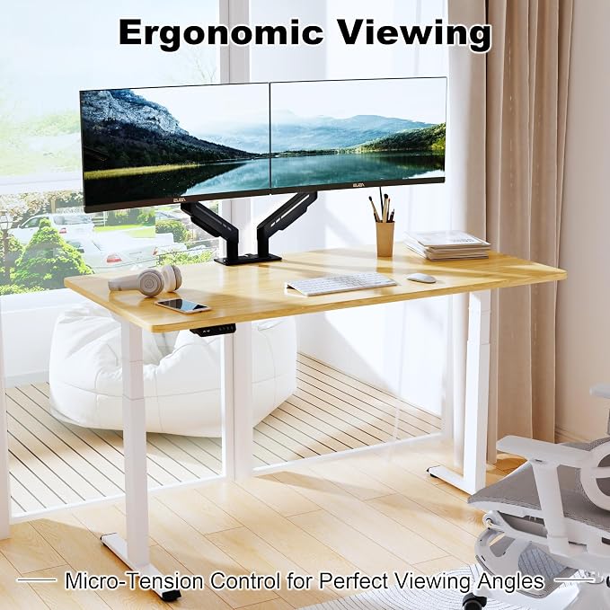 THEARK Dual Monitor Stand for Desk - Dual Monitor Mount for 17-32 Inch Screens,Height Adjustable Dual Monitor Arm Desk Mount with Clamp and Grommet Base,75x75/100x100mm VESA Mount,Max 19.8 lbs,Black - Image 7