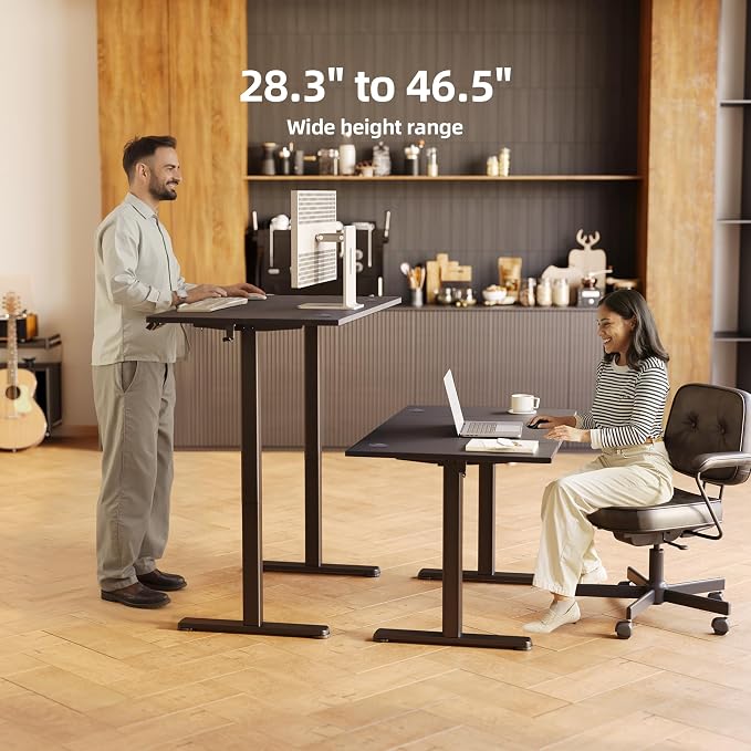 Claiks Electric Height Adjustable Standing Desk, 48x24 Inch, Deep Black | Smooth Height Adjustment, 3 Memory Presets, Cable management hub & hook, Stable Steel Frame, 156 lbs Capacity, Easy Assembly - Image 4