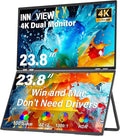 InnoView Dual Portable Monitor 23.8" 3840x2160P 4K 100% sRGB 315°Adjustable Dual Stacked Foldable Monitor Built-in Speakers Screen Extender with HDMI/USB-C/DP for Laptop Windows Mac by InnoView