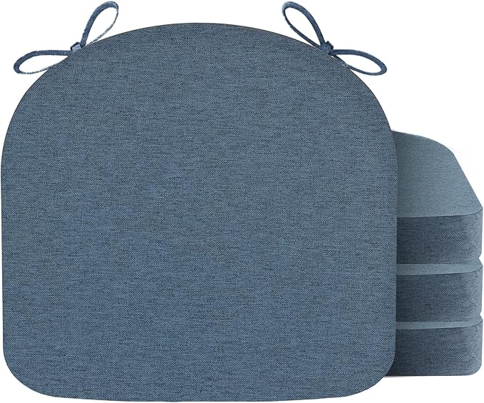 Nordjager Chair Cushions for Dining Chairs, 4 Pack Memory Foam Cushion | 2.5" Thick Chair Cushion; Waterproo Surface with 17" x 16" Size for Kitchen & Dining Chairs, Secure Ties and Washable Cover. by Nordjager