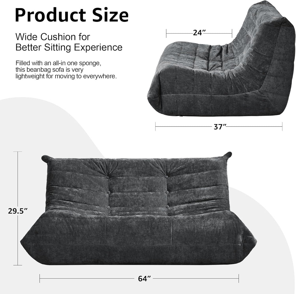 Hobestluk Large Bean Bag Chairs for Adults Fireside BeanBag Couch Togo Sofa - Image 2