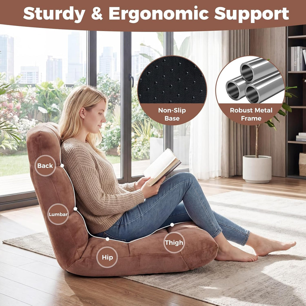 Memory Foam Floor Chair with 14-Poistion Adjustable Back Support - Image 6