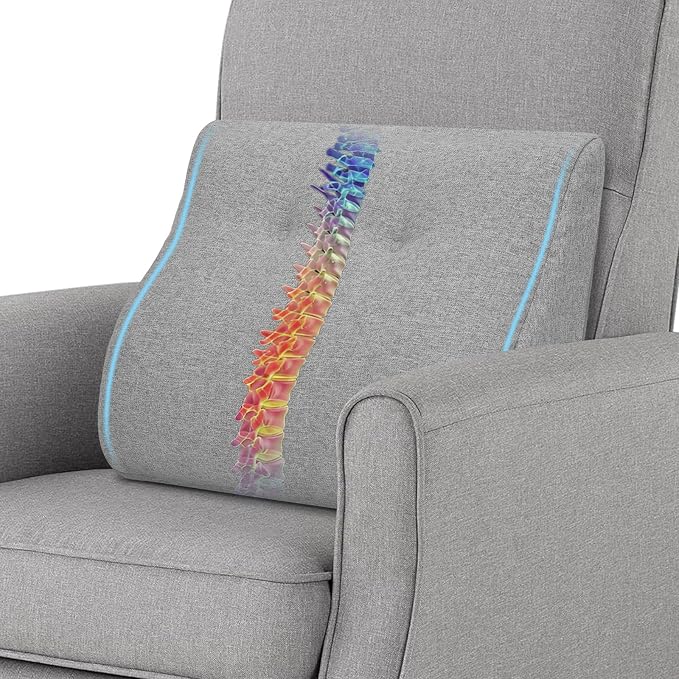 baibu Patented Dual-Layer Memory Foam Lumbar Pillow for Recliner, Light Grey by baibu