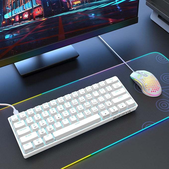 DIERYA 60% Mechanical Keyboard, DK61se Wired Gaming Keyboard with Brown Switches, LED Backlit Ultra-Compact 61 Keys Mini Office Keyboard for Windows Laptop PC Gamer Typist（White） - Image 7
