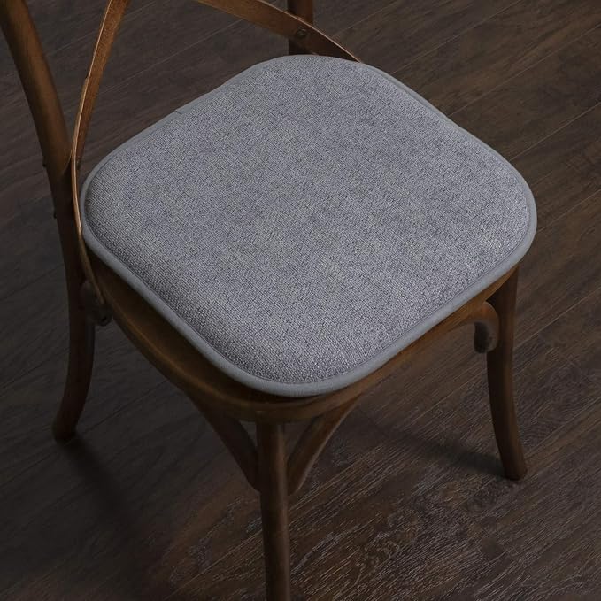 Sweet Home Collection Chair Cushion Memory Foam Pads Honeycomb Pattern Slip Non Skid Rubber Back Rounded Square 16" x 16" Seat Cover, 6 Pack, Alexis Blue/Gray - Image 5
