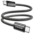LISEN 240W Short USB C to USB C Cable (1.5FT+1 5FT) | 2-Pack, Black | USBC Cable for iPhone 17/16/15 Pro Max, iPad Pro/Air, MacBook Pro/Air, Samsung Galaxy S26 Ultra, Laptop by Lisen
