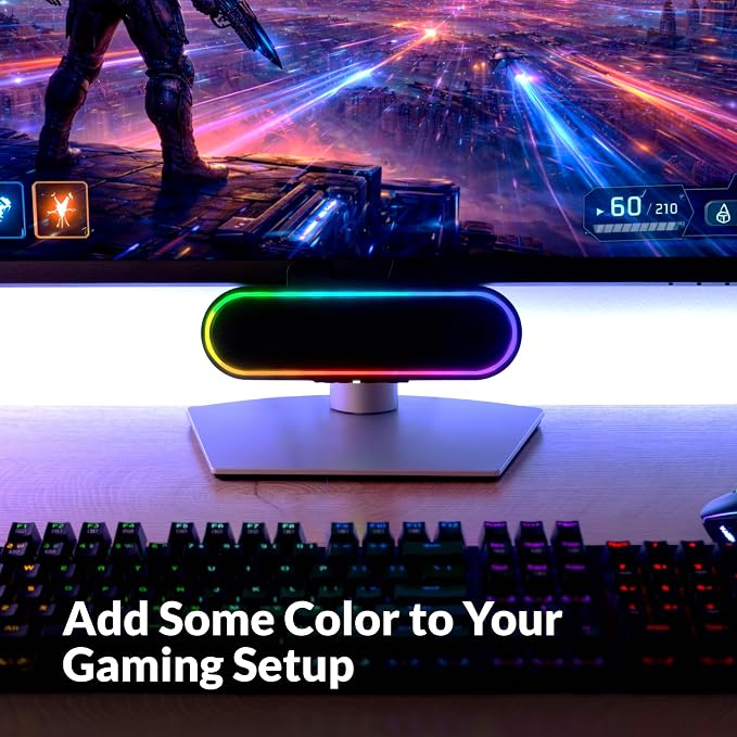 Cyber Acoustics CA-2890GX USB Speaker Bar with Music-Sync LED Lights | Monitor-Mounted Speaker Bar, Great for Music and Casual PC Gaming, 9 Color Modes, USB-C with USB-A Adapter Included - Image 3