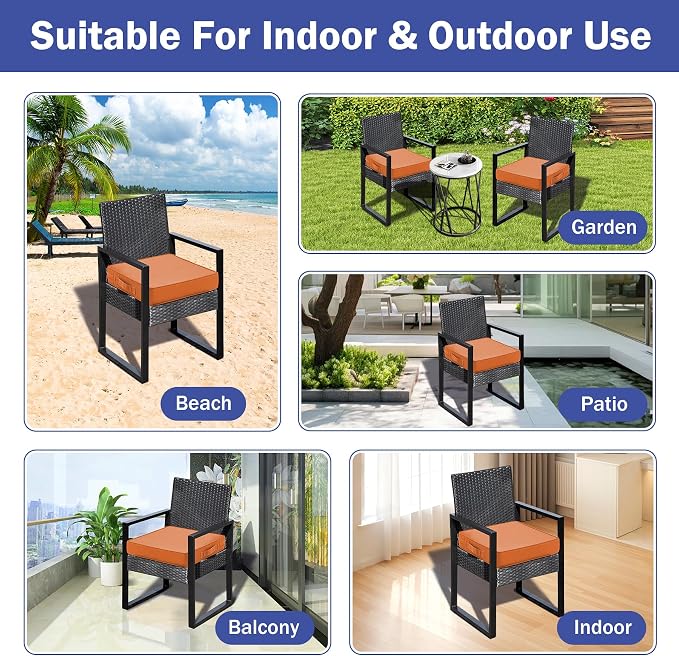 IASEAHK Patio Chair Cushions, 18.5" x 16" x 3" Outdoor Chair Cushions Set of 4, Waterproof Outdoor Cushions for Patio Furniture, Outdoors Seat Cushions with Handle and Ties, Spice - Image 7