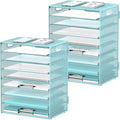 9-Tier Paper Organizer for Desk, Letter Tray with Handles, Blue, 2 Pack | Desk File Organizer with Removable Trays for Sorting Files, Folders, Mail and Printer Paper at Home, School or Office by DALTACK