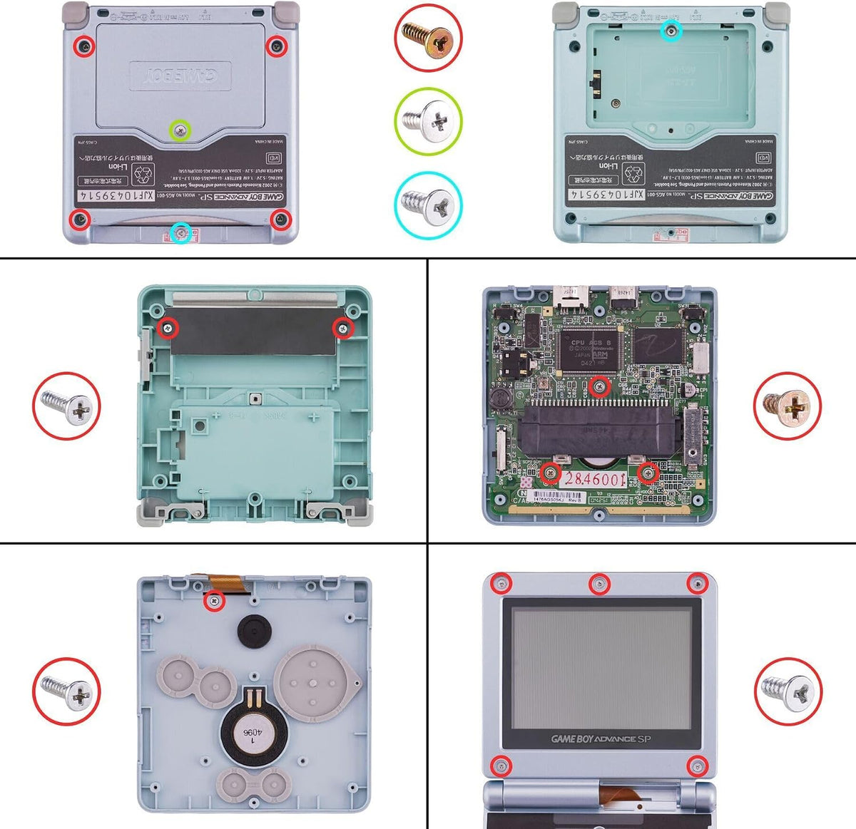 eXtremeRate 16Bits Purple Custom Full Set Buttons for Gameboy Advance SP, Replacement A B L R Button Power On Off Volume Button D-pad Key for GBA SP Console - Console NOT Included - Image 9