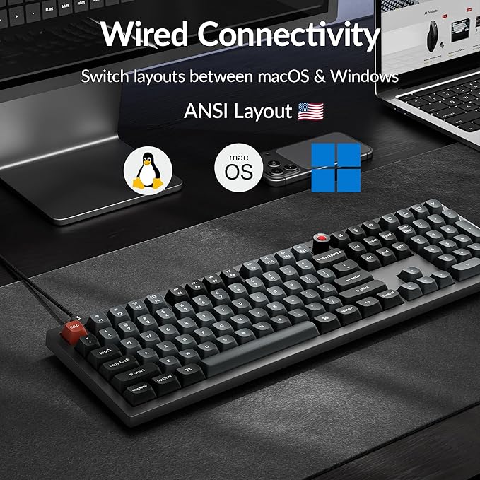 Keychron V6 8K Full Size Wired Mechanical Keyboard with Programmable Knob, 8000 Hz Polling Rate, OSA PBT Keycaps, Hot-swappable Super Brown Switchs, RGB Backlit for Mac Windows Linux - Image 4