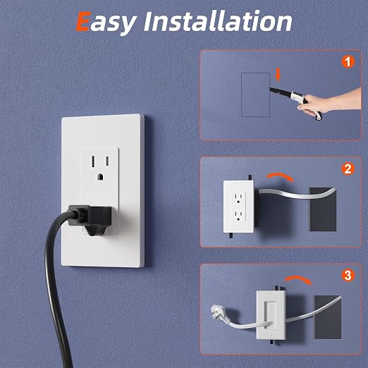 in Wall Cable Management Kit,2 AC Outlets Relocation Kit,Power Extender for Unreachable Outlets,7.8ft in Wall Outlet Extender for TV,Sofa,Desks,Nightstands,Home Theater Cords Organizer - Image 6
