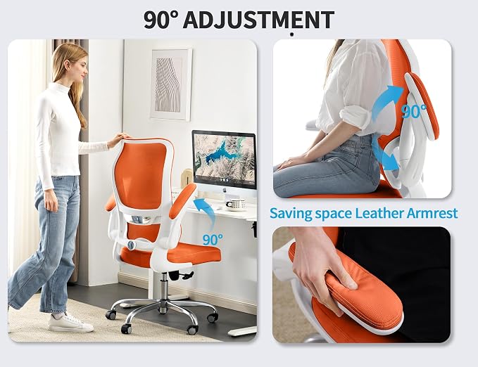 TRALT Office Chair Ergonomic Desk Chair - Gaming Chair with Lumbar Support | 330 LBS Home Office Desk Chairs , Reading Chair with Flip-up Armrests, Comfortable Computer Chairs (1, Orange) - Image 7