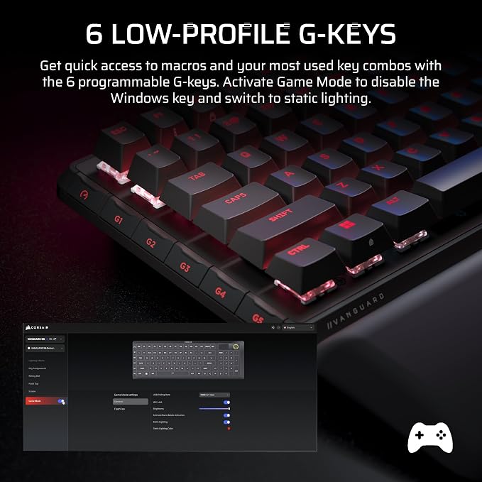 Corsair Vanguard 96 Wired Mechanical Gaming Keyboard – 96% Layout, MLX Plasma Linear Switches, 8000Hz Polling, LCD Display, Virtual Stream Deck, G-Keys, SOCD Flashtap, QWERTY US – Black - Image 10