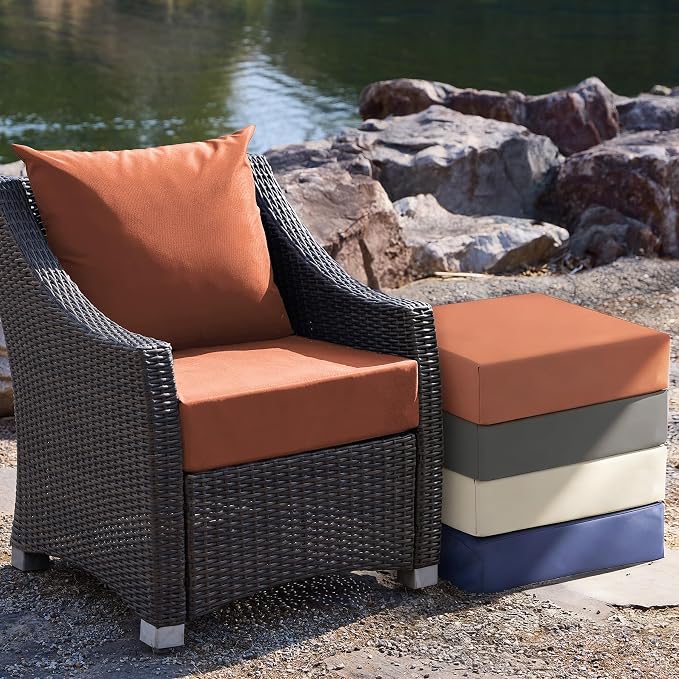 Outdoor Cushions for Patio Furniture, Outdoor Seat Cushion Set 24 x 24 x 5.75 in, Waterproof & Fade Resistant Outdoor Chair Cushions, Patio Chair Cushion with Removable Cover, Set of 6, Spice - Image 8