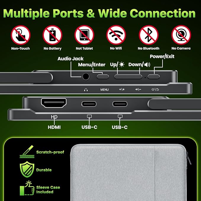 Upperizon Portable Monitor 18.5 inch 2K QHD 120% sRGB 120Hz IPS HDR HDMI USB-C Travel Monitor for Laptop MacBook PC Surface PS5 Xbox, Large External Display with Kickstand & Speakers, VESA Compatible - Image 8