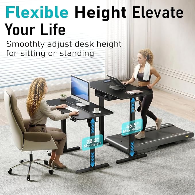 35" Electric Standing Desk, Small Sit Stand up Desk, Black | Height Adjustable Computer Desk for Home Office, Compact Work & Gaming Desk with Cable Management and Stable Steel Frame - Image 4