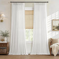 Hokibero Off White Pleated Linen Curtains 108 Inch Long for Living Room | White Light Filtering Semi Sheer Curtain,Back Tab Hooks Rings,Farmhouse Textured Privacy Drapes for Bedroom Window,2 Panels by Hokibero