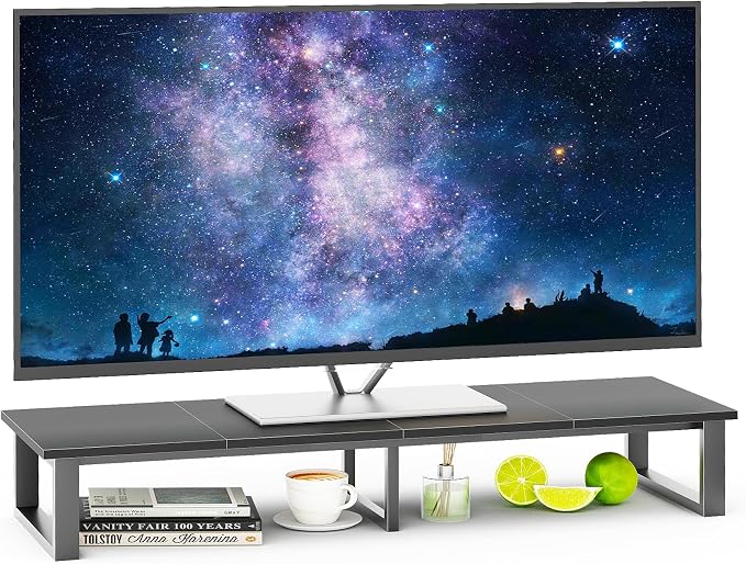 aboxoo 45" TV Riser for 32-60 inch TV, TV Shelf with Steel Legs | Black TV Riser Stand with Storage, Tabletop TV Riser for Home Living Room, Study Office, Fit TV, Monitor, Laptop by aboxoo