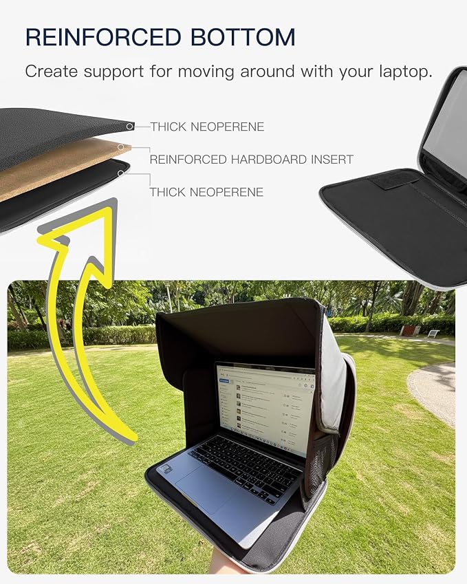 Laptop Sun Shade, Fits 13-16 inch Laptop, UV-Heat Reflective & Water-Resistant Material, Easy to Carry Computer Case for Working Outside,Travel, Beach - Image 4