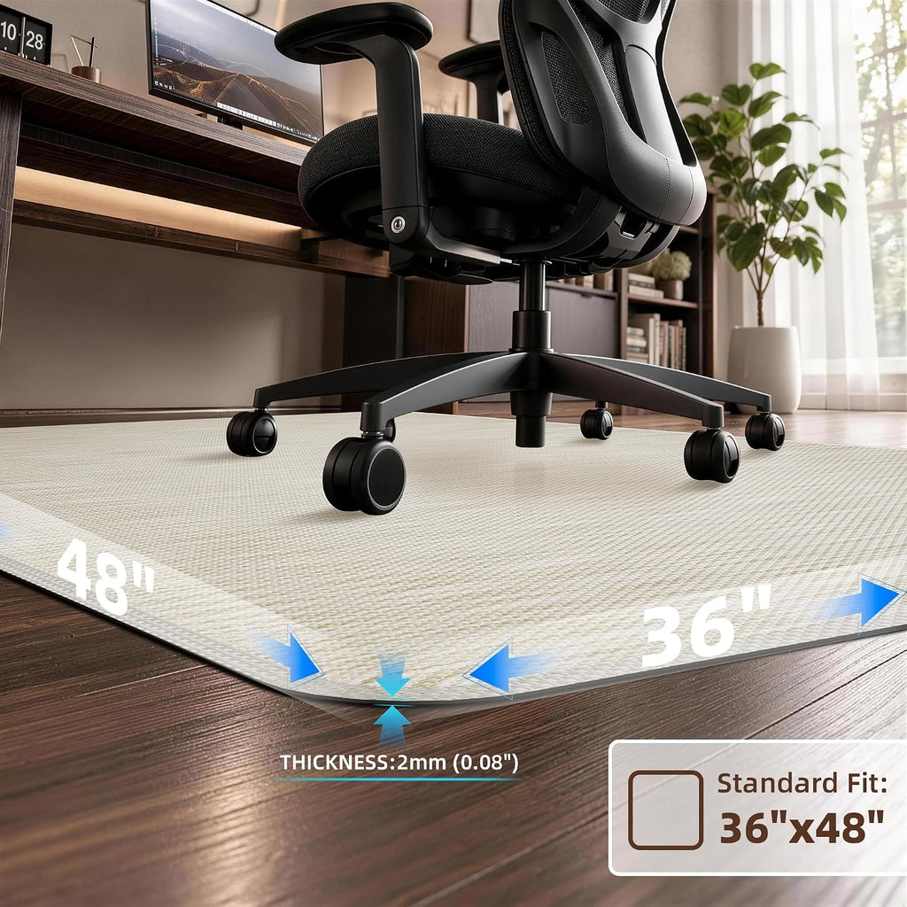 Office Chair Mat for Hardwood Floor 36" x 48", Oatmeal PVC Floor Protector - Image 2