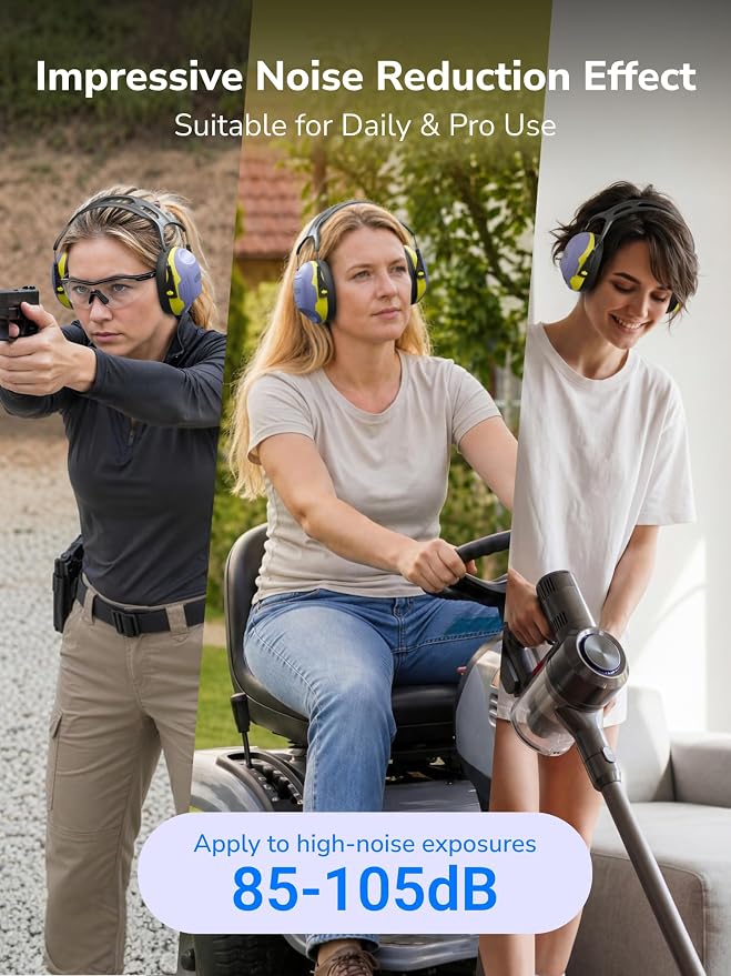 Dr.meter Noise Cancelling Headphones for Kids Adults Ear Protection C06 | NRR28dB Ear Protection Ear Muffs, Hearing Protection Earmuffs for Range, Mowing, Woodworking, Concerts Fireworks Monster Jam - Image 6
