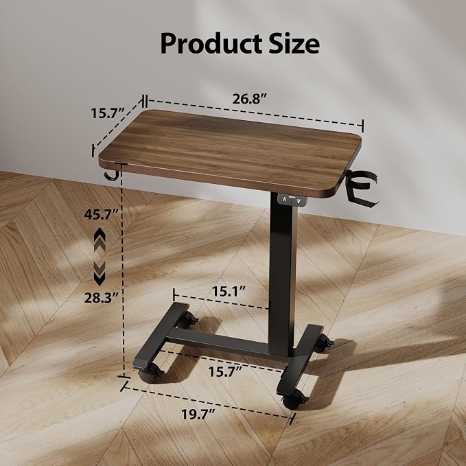 Agilestic 26*16 Inch Height Adjustable Electric Standing Desk, Dark Walnut | Sit Stand Up Computer Desk, with Wheels, Memory Presets, Stable Steel Frame, 88 lbs, Home Office, Studying - Image 2