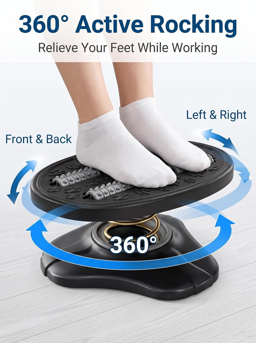 Foot Rest Under Desk 360° Rocking Footrest with Massage Rollers - Image 2