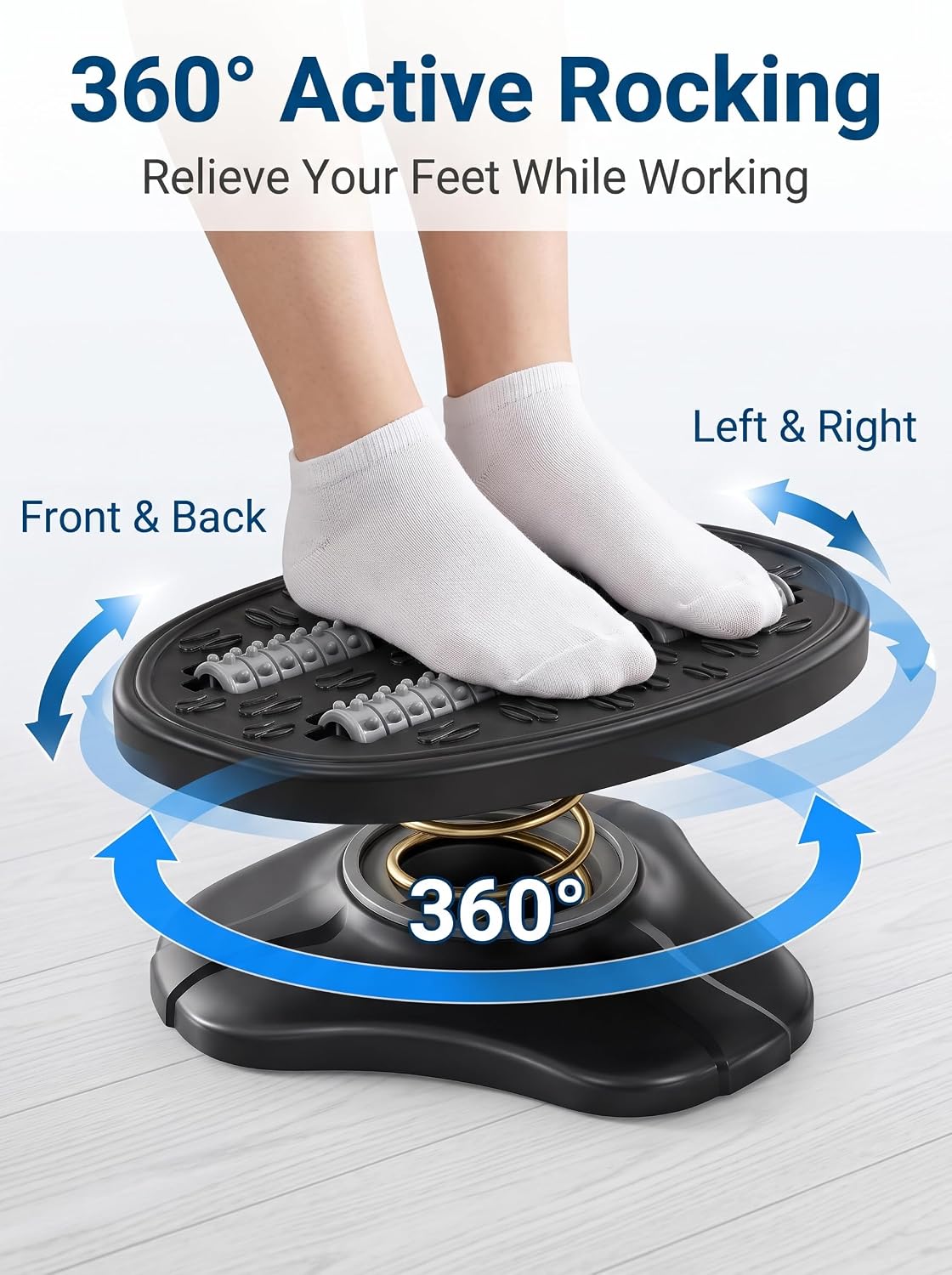 Foot Rest Under Desk 360° Rocking Footrest with Massage Rollers - Image 2