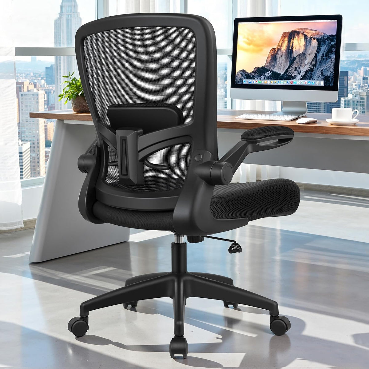 FelixKing Office Chair, Ergonomic Desk Chair Breathable Mesh Chairs with Adjustable High Back Lumbar Support Flip-up Armrests, Executive Rolling Swivel Comfy Task Computer Chairs for Home Office - Image 2